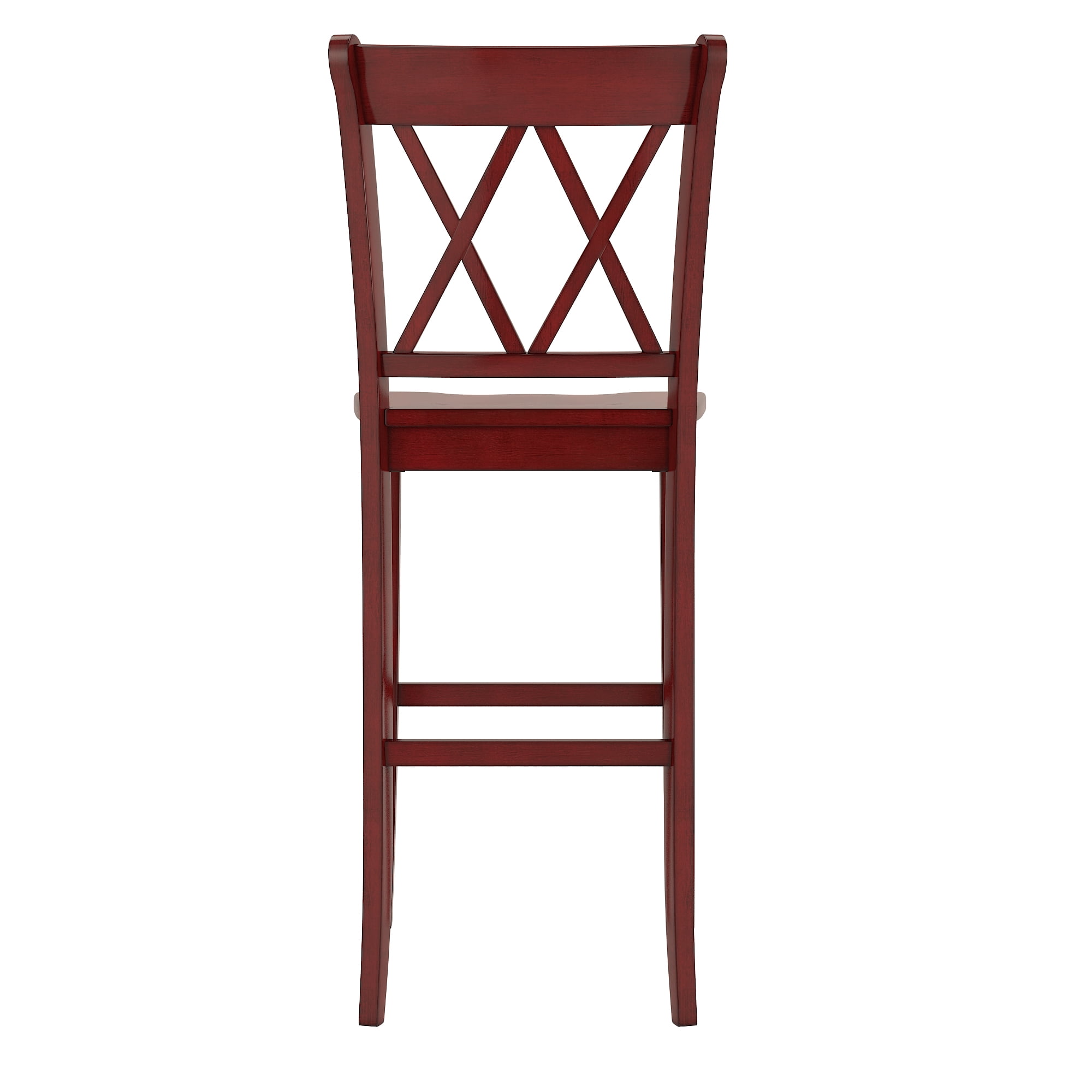 Weston Home Farmhouse Vintage Double X Solid Wood Bar Height Chair, Set of 2, Antique Red