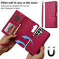 thumbnail image 4 of LC.IMEEKE Case for Samsung Galaxy A36 5G 6.7 inch, 2 in1 Multifunctional Detachable Wallet Phone Case for Men Women with RFID Blocking Wrist Strap Shockproof Protective Case,Red,For Galaxy A36 5G, 4 of 13