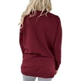 thumbnail image 3 of IROINNID Women's Fall Tops Long Sleeve Oversized Base Shirts Solid Workout Sweatshirts Casual Basic V-Neck Loose Fit Tops with Pocket,Red, 3 of 5