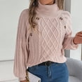 thumbnail image 7 of Ahdbta Women's Pullover Sweaters Lantern Long Sleeve Warm Chunky Knitted Tops Oversized Turtleneck Loose Fitted Solid Sweaters, 7 of 7
