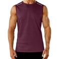 thumbnail image 3 of Men's Solid Color Sleeveless Round Neck Casual Sports Top Muscle Tank Tee Elastic Breathable Fitness Workout Gym Training Streetwear | AESTIVO,Wine 2XL, 3 of 9