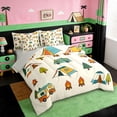 thumbnail image 2 of Erosebridal Happy Camping 7-Piece Twin Bedding Sets For Camper Gifts,Rustic Farmhouse Adventure Theme Bedding Comforter Set For Kids,Reversible lightgray, 2 of 7