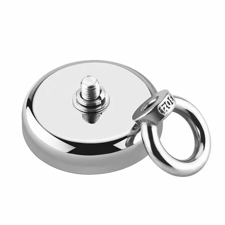 CIRCLE- Neodymium Fishing Magnets 2 Pack, 128Lbs Pulling Force Strong Round Rare Earth