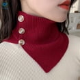 thumbnail image 1 of Deago Knitted Fake Collar for Women High Turtleneck Detachable Collar Lapel Wrap Button Choker Collar (Red), 1 of 8