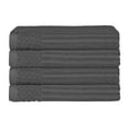 thumbnail image 2 of BNM Cotton Ribbed Checkered Bath Towels (Set of 4), Charcoal, 2 of 8