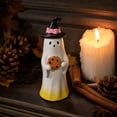 thumbnail image 4 of Gradient Resin Ghost Figurine Assorted Styles Freestanding Desktop Ornament With Bow Witch Hat Snack Detail For Halloween Shelf Office Indoor Seasonal Home Decor.B, 4 of 7