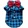 thumbnail image 1 of Camisa suave e informal a cuadros para perro, azul y negro, camisa suave para traje de perro, ropa para perro, camisa de algodón + corbata de boda para perro, azul (mediano), 1 of 5