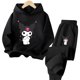 thumbnail image 3 of Conjunto de chándal informal y divertido para niños, sudadera con capucha Kuromi, pantalones largos, 2 piezas, suéter, ropa Sanrio, 3 of 5