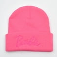 thumbnail image 4 of Gorro de punto con letras bordadas para otoño e invierno, bonito gorro rosa para mujer, gorro de lana cálido y resistente al viento para exteriores, 4 of 6