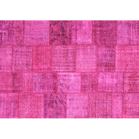 Ahgly Company Indoor Rectangle Patchwork Pink Transitional Area Rugs, 7' x 9'