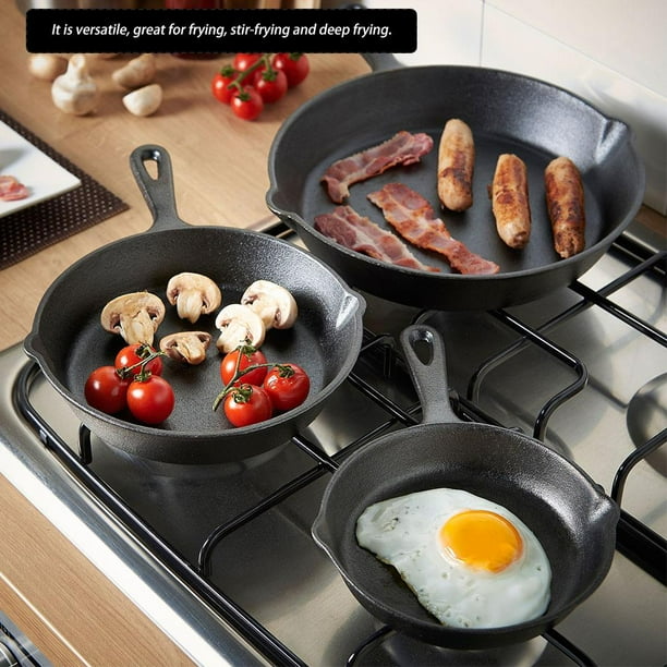 Greensen Cooking Pan, Cast Iron Frying Pan,3pcs/Set 16cm 20cm 25cm Cast Iron Frying Pans