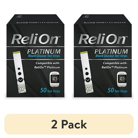 (2 pack) ReliOn Platinum Blood Glucose Test Strips, 50 Count