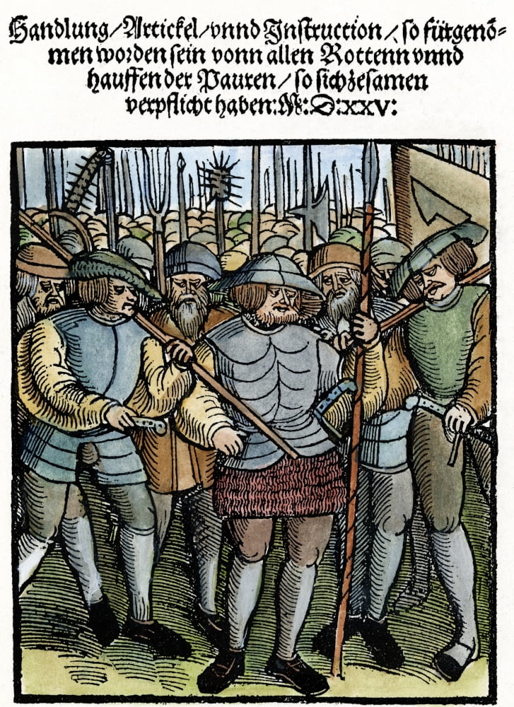 Peasant War Germany 1525 Narmed Peasants During The Peasant War Of 152425 Woodcut TitlePage To