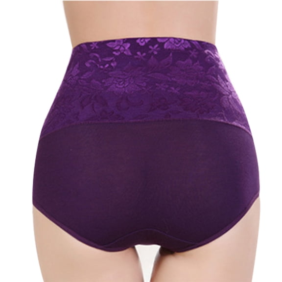 Toddmomy Women Underwear High Waist Thong 32cm Waist 38cm Hip 32cm Length Purple 1Pack