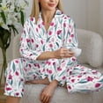 thumbnail image 5 of KLL Tulips Flowers Print Women's Long Sleeve Pajamas with Pants Sleepwear Loungewear 2 Set-X-Large, 5 of 7