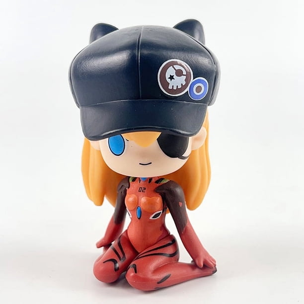7 figuras de Neon Genesis Evangelion arrodilladas Asuka anime juguete modelo muñeca gashapon adornos de muñecas