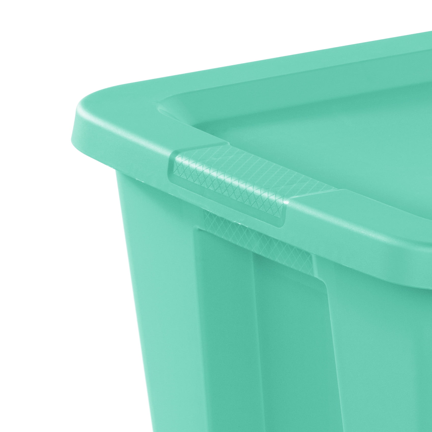 Sterilite 18 Gallon Tote, Plastic Storage Bin with Snap-on Lid, Teal