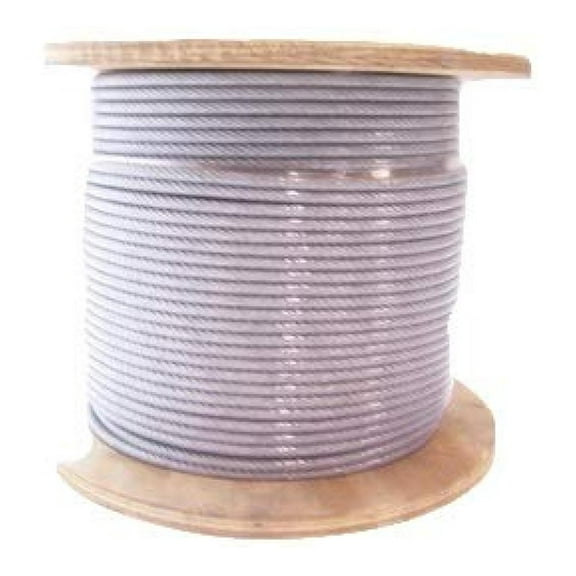 3/16" Coated to 1/4" Diameter, 7x19 Construction, Clear Vinyl Coated Cable (50 ft Coil)