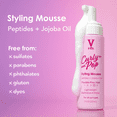 thumbnail image 3 of V&Co. Beauty Curly Pop Curl Defining Mousse – Curl Mousse for Curly Hair, Anti Frizz & Moisturizing Hair Care with Peptides & Jojoba Oil, 7 fl oz, 3 of 9