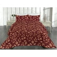 thumbnail image 2 of Ambesonne Leafy Pattern Quilted Bedspread Set 3 Pcs, Autumn Leaves Dots, Twin, Burgundy Pale Ruby, 2 of 4