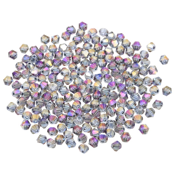 Uxcell 100pcs 8mm Cuentas de Cristal de Vidrio Bicono, Cuentas Facetadas Transparentes Púrpuras