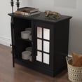 thumbnail image 4 of CQSXDA 3D Wood Grain Storage Sideboard Cabinet With 2 Acrylic Mirrored Doors And Adjustable Shelf For Living Room, Black, 4 of 17