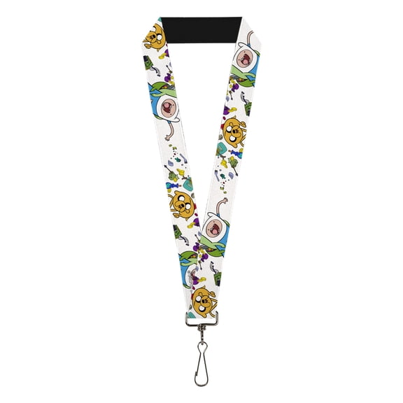 Cartoon Network Lanyard, Adventure Time Jake and Finn Open Pack Pose White, Elastic