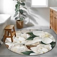 thumbnail image 3 of White Magnolia Blossom Round Area Rug 3.3Ft Washable Circle Rugs for Dining Room Table, Spring Floral Flowers Farmhouse Non-Slip Carpet Floor Mats Indoor Outdoor Carpet Runner Aesthetic Home Decor, 3 of 8