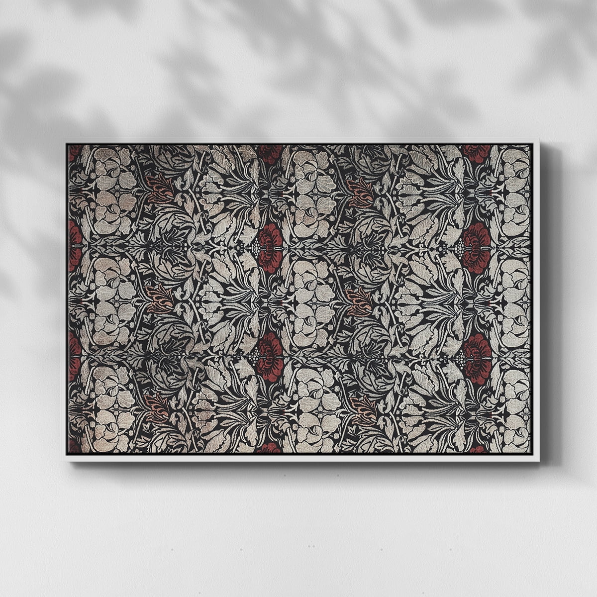 Vintage Abstract Print-XXII Framed in White Wood Gallery Wrapped Canvas 27 in. x 41 in.