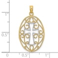 thumbnail image 2 of FJC Finejewelers 10 kt Yellow Gold with Rhodium Beaded Filigree Cross Charm 28 x 16 mm, 2 of 6