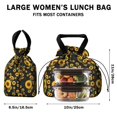 thumbnail image 5 of Sunflower Black Pattern Drawstring Insulated Lunch Bag for Women, Stain-Resistant Large Lunch Tote with Multi-Pockets for Work Office, 5 of 6