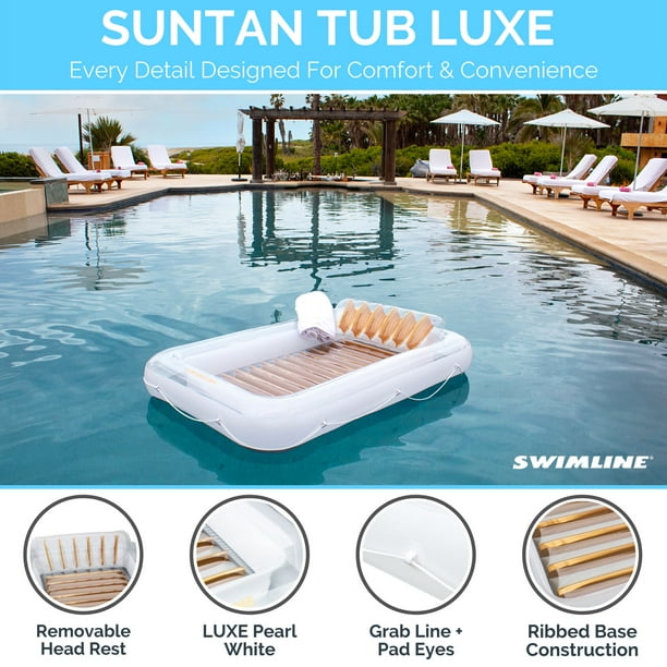 Swimline Luxe Edition Inflatable Suntan Tub Pool Lounger White
