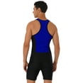 thumbnail image 5 of Zaldita Men's One Piece Racer Back Front Zipper Closure Swimsuit Stretchy Athletic Shorty Jumpsuit Royal Blue M, 5 of 6