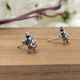 thumbnail image 2 of Oxidised Silver Turtle Earring Small Stud Tiny Turtle Tortoise Stud Earring Quirky Fun Stud Minimalist Handmade Stud Pushback Sterling 925, 2 of 7
