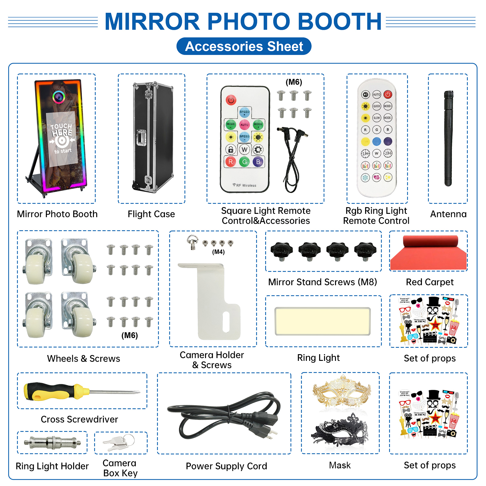 Magic Mirror Photo Booth, 65'' Mirror Photo Booth, 32'' Touch Screen, Mirror PhotoBooth with Built-in Mini PC with Instant Print and Sharing for Event Party Wedding Rental (White, 32")