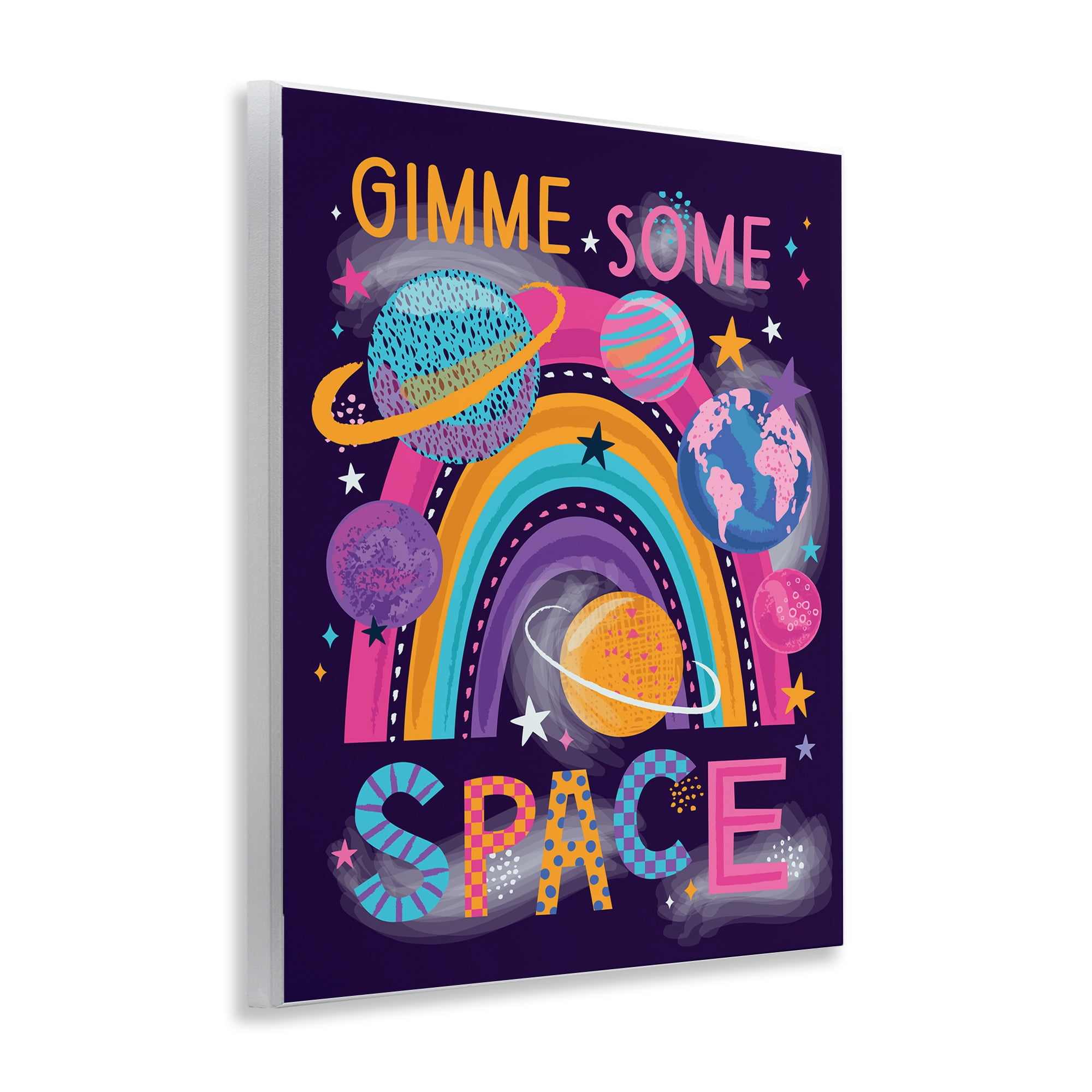 Stupell Industries Gimme Space Planets & Rainbow Astrology & Stars Painting Unframed Art Print Wall Art, 11 x 14