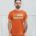 thumbnail image 3 of Tee Hunt Sheriff Distressed American Flag T-Shirt First Responders Patriotic Men's Tee, Orange, Small, 3 of 5