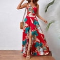 thumbnail image 6 of Aellinatey Women's long dress, Bohemian chiffon floral print V-neck long dress, 6 of 12