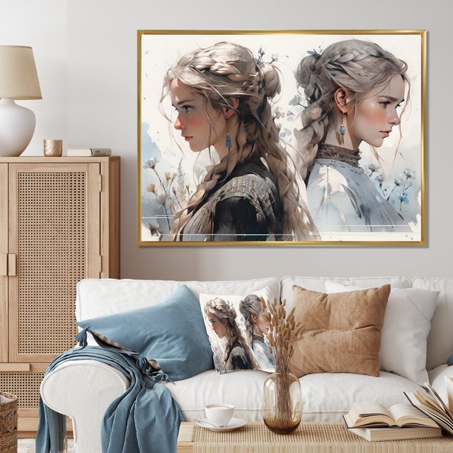 Designart Décoration Murale Encadrée pour Femme, art sur Toile Encadré Mode Femme, Renforcement de la Force des Femmes dans l'Unité, art Mural Encadré Moderne Extra Grand en Or, 44x34 Pouces Cadre Doré