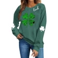 thumbnail image 2 of FAVIPT Women's Crew Neck Lucky Shamrock Sweatshirt St Patricks Cute Shirts Long Sleeve Printed Casual Pullover Tops Green,S, 2 of 7