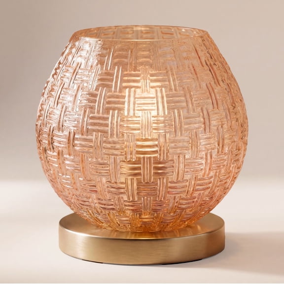 360 Lighting Pia 7 1/2" High Amber Weave Glass Globe Accent Lamp