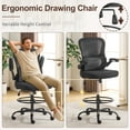 thumbnail image 6 of Ktaxon Drafting Tall Office Chair with Flip-up Armrests, Adjustable Rolling Chair with Lumbar Support and Footrest, Breathable Mesh, Black, 6 of 7