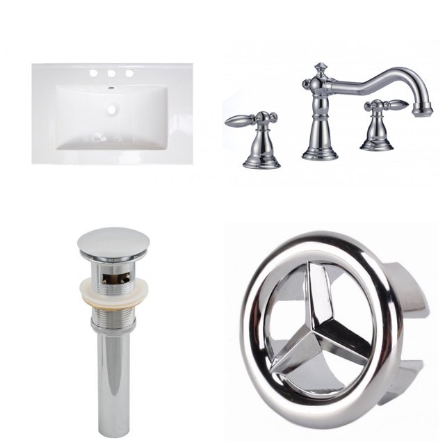 American Imaginations 21-in. W 1 Hole Ceramic Top Set In White Color - Overflow Drain Incl. AI-24292