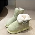 thumbnail image 1 of Botas hasta el tobillo de punto cómodas, con forro resistente al frío, cálidas y gruesas, con pompón de invierno (verde 40) 40, verde, 1 of 5