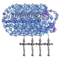 thumbnail image 1 of Collares Colgantes de Rosario VentDepot CatholicDivin05 4Pzas 57cm 2.3x4.2cm Cruz Cuentas 8mm Vidrio Azul/Morado, 1 of 2