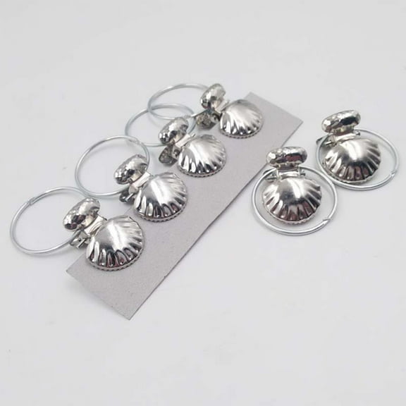 Raindrops Curtain Rod Hooks with Clips for Drapes Silver Stainless Steel 8-Pcs Ring Diameter 1.5in Shell Size 1.4x1in