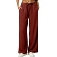 thumbnail image 2 of Vixolx Baggy Sweatpants for Women Straight Stretchy Solid Color Casual Sports Trousers Wide Leg Pants with Pocket, 2 of 6
