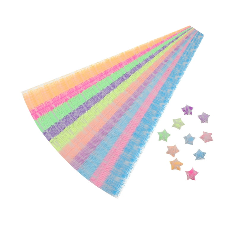 Origami Stars Paper Strips,Glow in The Dark Paper, Star Folding Paper  Strips, 10 Assortment Color Star Paper Strip Double Sided Lucky Star  Decoration