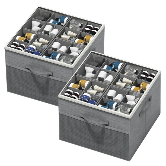 Organizador de zapatos Aokeyee plegable con divisores ajustables, paquete de 2