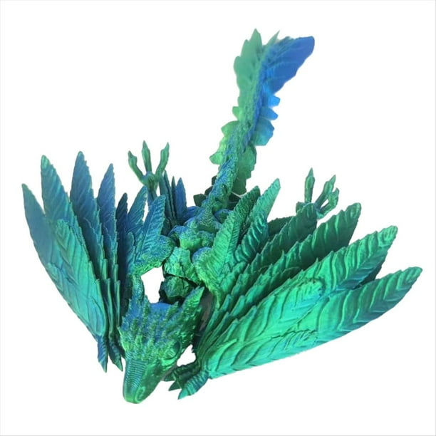Dragón Dinámico Impreso en 3D, Dragón de Cristal, Juguetes Inquietos para Adultos, Dragón Articulado Impreso en 3D, Verde